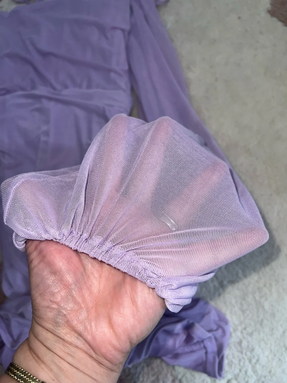 NWOT Lucy in the Sky Lavender Ruched Wrap Power Mesh Long Sleeve Mini Dress - Picture 8 of 12